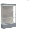 Edge Lighted Floor Case, Harbor Back, Satin Frame, 12" Carbon Mesh Base, 48"W x 76"H x 20"D