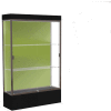 Edge Lighted Floor Case, Pale Green Back, Dark Bronze Frame, 12" Black Base, 48"W x 76"H x 20"D