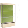 Edge Lighted Floor Case, Pale Green Back, Dark Bronze Frame, 12" Chardonnay Base, 48"W x 76"H x 20"D