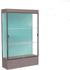 Edge Lighted Floor Case, Pewter Back, Dark Bronze Frame, 12" Morro Zephyr Base, 48"W x 76"H x 20"D