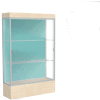 Edge Lighted Floor Case, Pewter Back, Satin Frame, 12" Chardonnay Base, 48"W x 76"H x 20"D