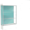 Edge Lighted Floor Case, Pewter Back, Satin Frame, 12" Frosty White Base, 48"W x 76"H x 20"D