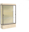 Edge Lighted Floor Case, Silk Back, Dark Bronze Frame, 12" Chardonnay Base, 48"W x 76"H x 20"D