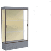 Edge Lighted Floor Case, Silk Back, Dark Bronze Frame, 12" Carbon Mesh Base, 48"W x 76"H x 20"D