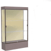 Edge Lighted Floor Case, Silk Back, Dark Bronze Frame, 12" Morro Zephyr Base, 48"W x 76"H x 20"D