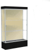 Edge Lighted Floor Case, Silk Back, Satin Frame, 12" Black Base, 48"W x 76"H x 20"D