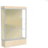 Edge Lighted Floor Case, Silk Back, Satin Frame, 12" Chardonnay Base, 48"W x 76"H x 20"D