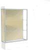 Edge Lighted Floor Case, Silk Back, Satin Frame, 12" Frosty White Base, 48"W x 76"H x 20"D