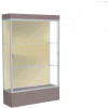 Edge Lighted Floor Case, Silk Back, Satin Frame, 12" Morro Zephyr Base, 48"W x 76"H x 20"D