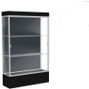 Edge Lighted Floor Case, Slate Back, Satin Frame, 12" Black Base, 48"W x 76"H x 20"D
