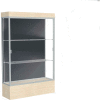 Edge Lighted Floor Case, Slate Back, Satin Frame, 12" Chardonnay Base, 48"W x 76"H x 20"D
