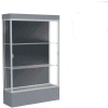 Edge Lighted Floor Case, Slate Back, Satin Frame, 12" Carbon Mesh Base, 48"W x 76"H x 20"D