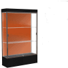 Edge Lighted Floor Case, Terra Cotta Back, Dark Bronze Frame, 12" Black Base, 48"W x 76"H x 20"D