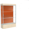 Edge Lighted Floor Case, Terra Cotta Back, Satin Frame, 12" Chardonnay Base, 48"W x 76"H x 20"D