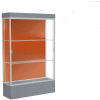 Edge Lighted Floor Case, Terra Cotta Back, Satin Frame, 12" Carbon Mesh Base, 48"W x 76"H x 20"D