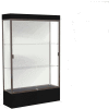 Edge Lighted Floor Case, White Back, Dark Bronze Frame, 12" Black Base, 48"W x 76"H x 20"D