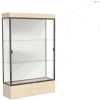 Edge Lighted Floor Case, White Back, Dark Bronze Frame, 12" Chardonnay Base, 48"W x 76"H x 20"D
