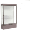 Edge Lighted Floor Case, White Back, Dark Bronze Frame, 12" Morro Zephyr Base, 48"W x 76"H x 20"D