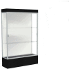 Edge Lighted Floor Case, White Back, Satin Frame, 12" Black Base, 48"W x 76"H x 20"D