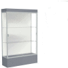 Edge Lighted Floor Case, White Back, Satin Frame, 12" Carbon Mesh Base, 48"W x 76"H x 20"D