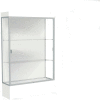 Edge Lighted Floor Case, White Back, Satin Frame, 12" Frosty White Base, 48"W x 76"H x 20"D