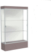 Edge Lighted Floor Case, White Back, Satin Frame, 12" Morro Zephyr Base, 48"W x 76"H x 20"D