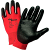 Zone Defense Red Nylon Shell Coated Gloves, Black Poly Palm Coat, Large - Pkg Qty 12