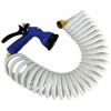 Whitecap 15' White Coiled Hose w/Nozzle & 3/4" Male/Female Brass Fittings - P-0440
