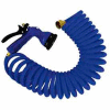 Whitecap 50' Blue Coiled Hose w/Nozzle & 3/4" Male/Female Brass Fittings - P-0442B