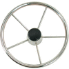 Whitecap 13-1/2"Dia. Destroyer Steering Wheel w/Blk Cap, 5 Spoke w/Cast Hub, Stainless Steel- S-9001