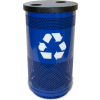 Stadium Series® 35 Gallon Recycling Unit, 2 Hole Flat Top Lid, Blue Streak II - SC35-02-BL-FHH