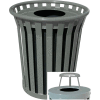 Wydman 36 Gallon Slatted Steel Receptacle w/Raincap Top, Silver - WC3600-RC-SLV
