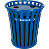 Wydman 36 Gallon Slatted Steel Recycling Receptacle w/2 Hole Opening Flat Top, Blue - WCR36-FTR-BL