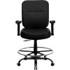 Flash Furniture Hercules Big & Tall Drafting Stool with Armrest - Leather - Black