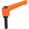 J.W. Winco 8N25F34O Nylon Plastic Adjustable Lever w/ Steel Components - M8 x 25mm Stud