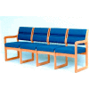 Wooden Mallet Valley Four Seat Sofa with Sled Base, Solid Vinyl, Mocha/Light Oak