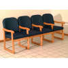 Wooden Mallet Prairie Four Seat Chair with Center Arms, Solid Vinyl, Black/Mahogany