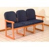 Wooden Mallet Prairie Three Seat Sofa with Sled Base, Solid Vinyl, Black/Mahogany