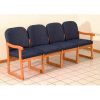 Wooden Mallet Prairie Four Seat Sofa with Sled Base, Solid Vinyl, Mocha/Light Oak