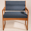 Bariatric Sled Base Chair - Light Oak/Blue Vinyl