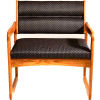 Wooden Mallet Valley Bariatric Guest Chair with Sled Base, Solid Vinyl, Mocha/Light Oak
