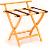 Wooden Mallet WallSaver™ Luggage Rack with Brown Webbing, Light Oak