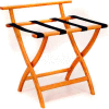 Wooden Mallet WallSaver™ Luggage Rack with Black Webbing, Medium Oak