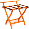 Wooden Mallet WallSaver™ Luggage Rack with Brown Webbing, Medium Oak