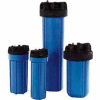 10" Full Flow Blue/Black Plastic Filter Housing 1 1/2" Port Pressure Release - Pkg Qty 4