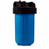 10" Full Flow Blue/Black Plastic Filter Housing 1" Port Pressure Release - Pkg Qty 4