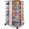 Preschool Mobile Cubby Tower with 24 Clear Trays, 28-1/2"W x 24"D x 41"H, Natural