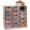 Preschool Cubby Storage Unit With 15 Clear Trays, 40-1/2"W x 17-1/2"D x 39"H, Natural