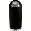 Standard 15 Gallon Steel Receptacle w/Push Door Dome Lid, Black - 15DTBK