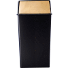 Monarch 36 Gallon Steel Receptacle w/Push Top, Black w/Brass Accents - 36HT-11